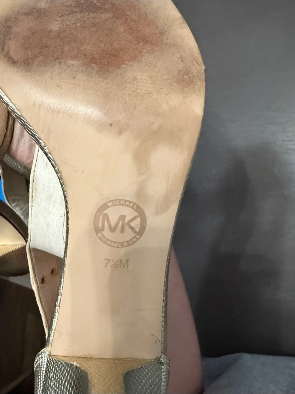 Michael Kors Metallic Gold T-Strap Heeled Sandals